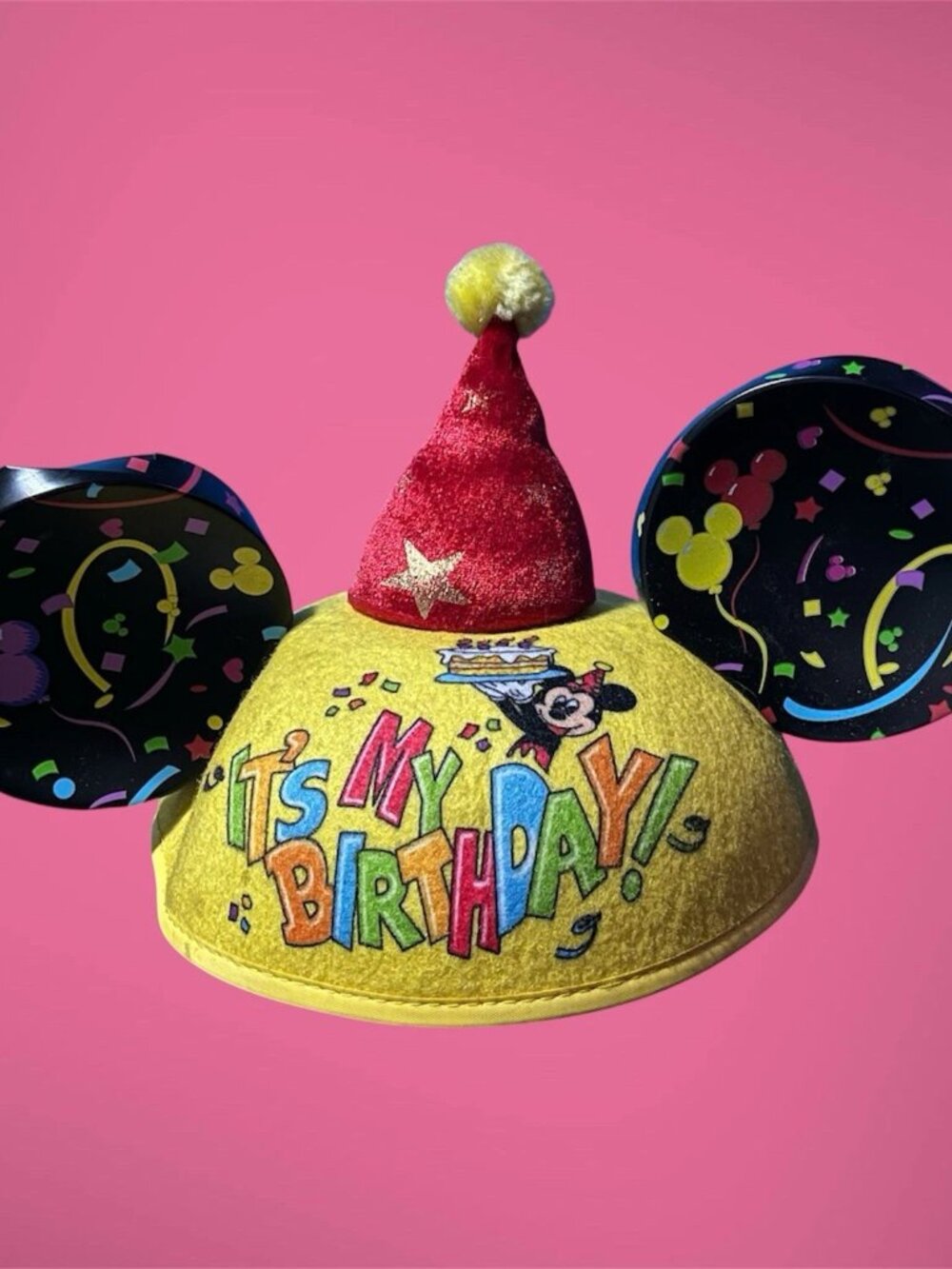 Disney Parks Mickey Its My Birthday Party Hat Youth Size Yellow Red